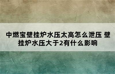 中燃宝壁挂炉水压太高怎么泄压 壁挂炉水压大于2有什么影响